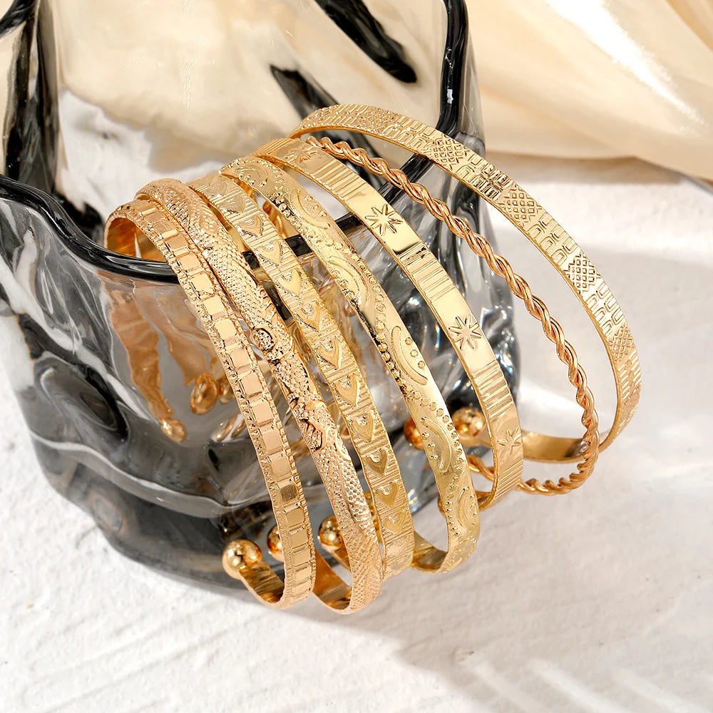 Women’s Gold Cuff Bracelet Set
